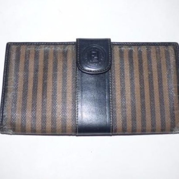 Fendi BrownThin Striped Coated Canvas & Leather - Picture 1 of 5